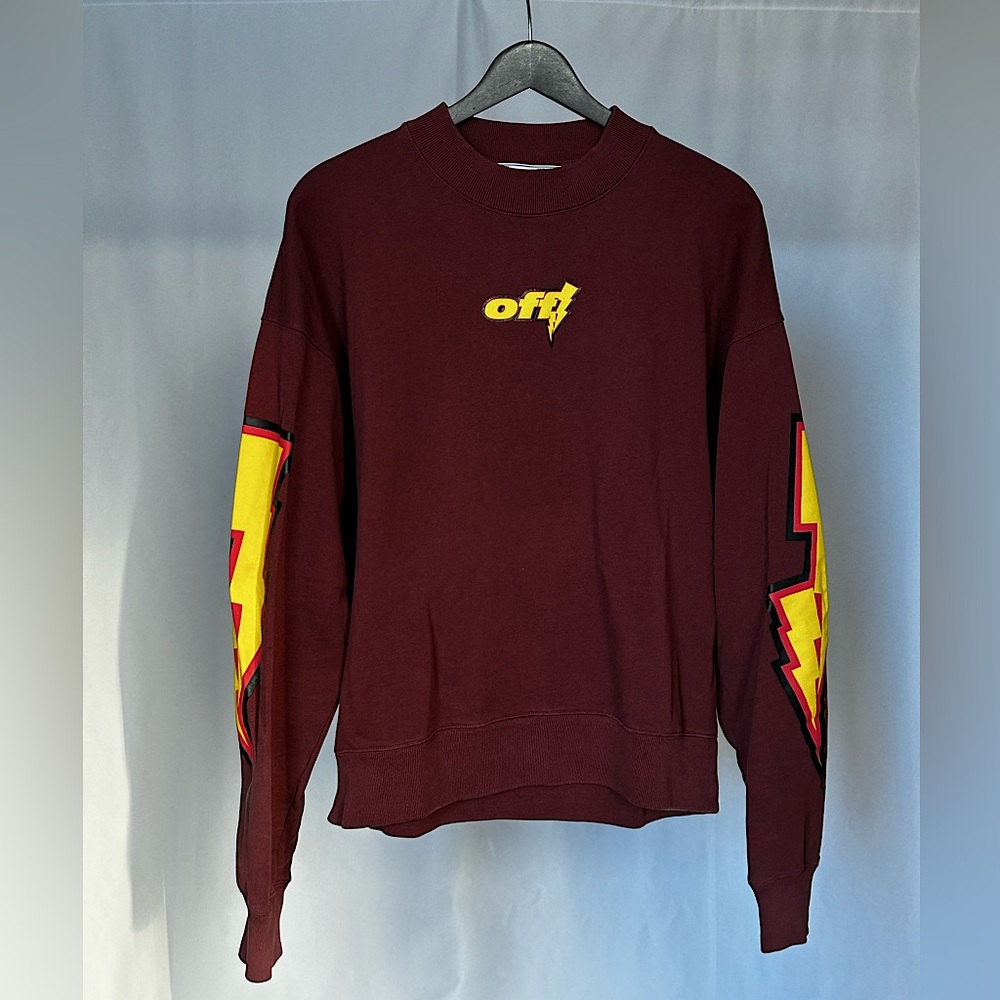 Off-White Thunder Cotton Sweater with front and back print size XS (unisex) - Picture 7 of 14